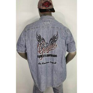 Harley Davidson Casual Button Down Shirt XL Men, Embroidery